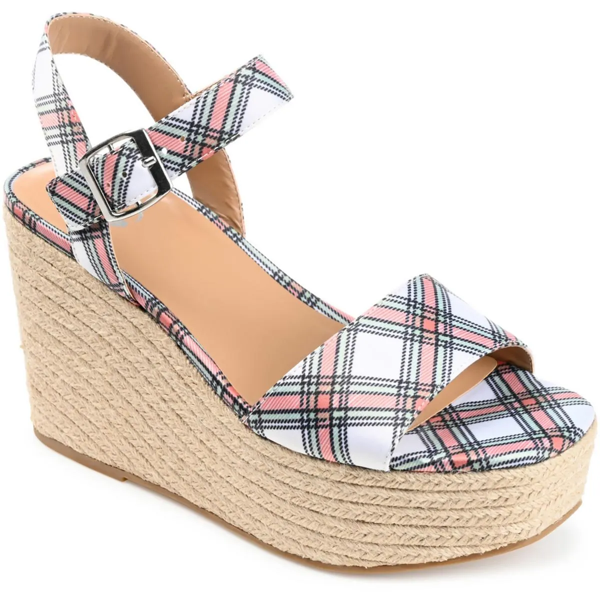 Journee Collection Womens Pearrl Canvas Wedge Sandals