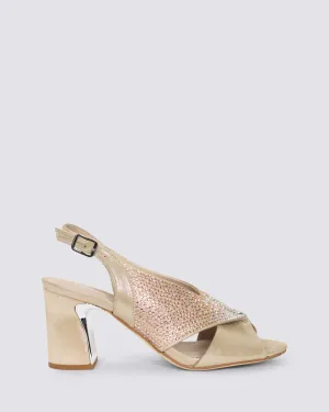 KONDUCT SLINGBACK HEELS NUDE SHIMMER MULTI