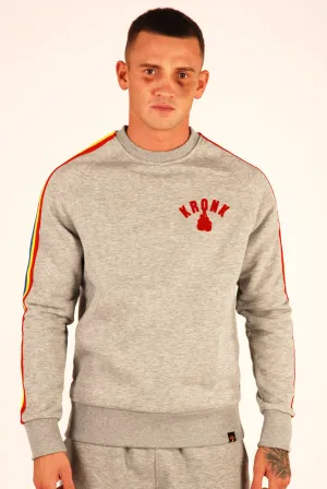 KRONK Striped Sleeve Sweatshirt Regular  Fit Sports Grey