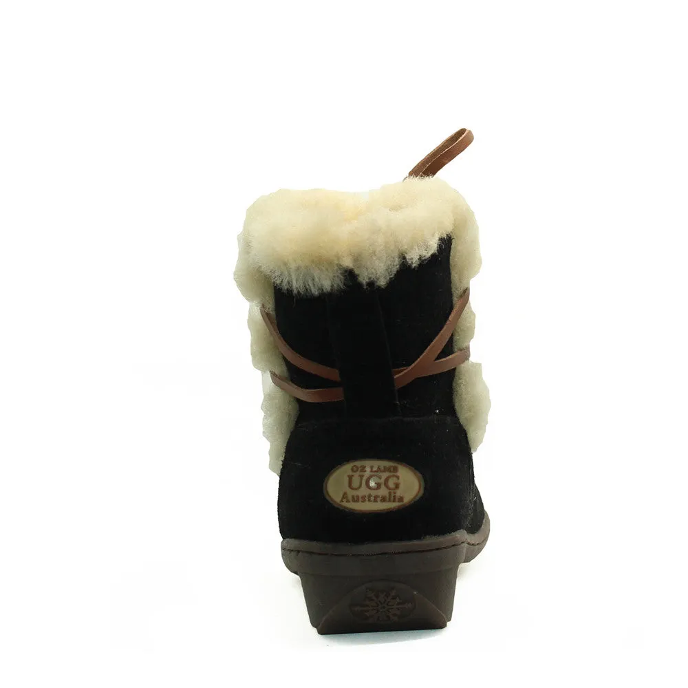 Lace Up Short Boots - Black
