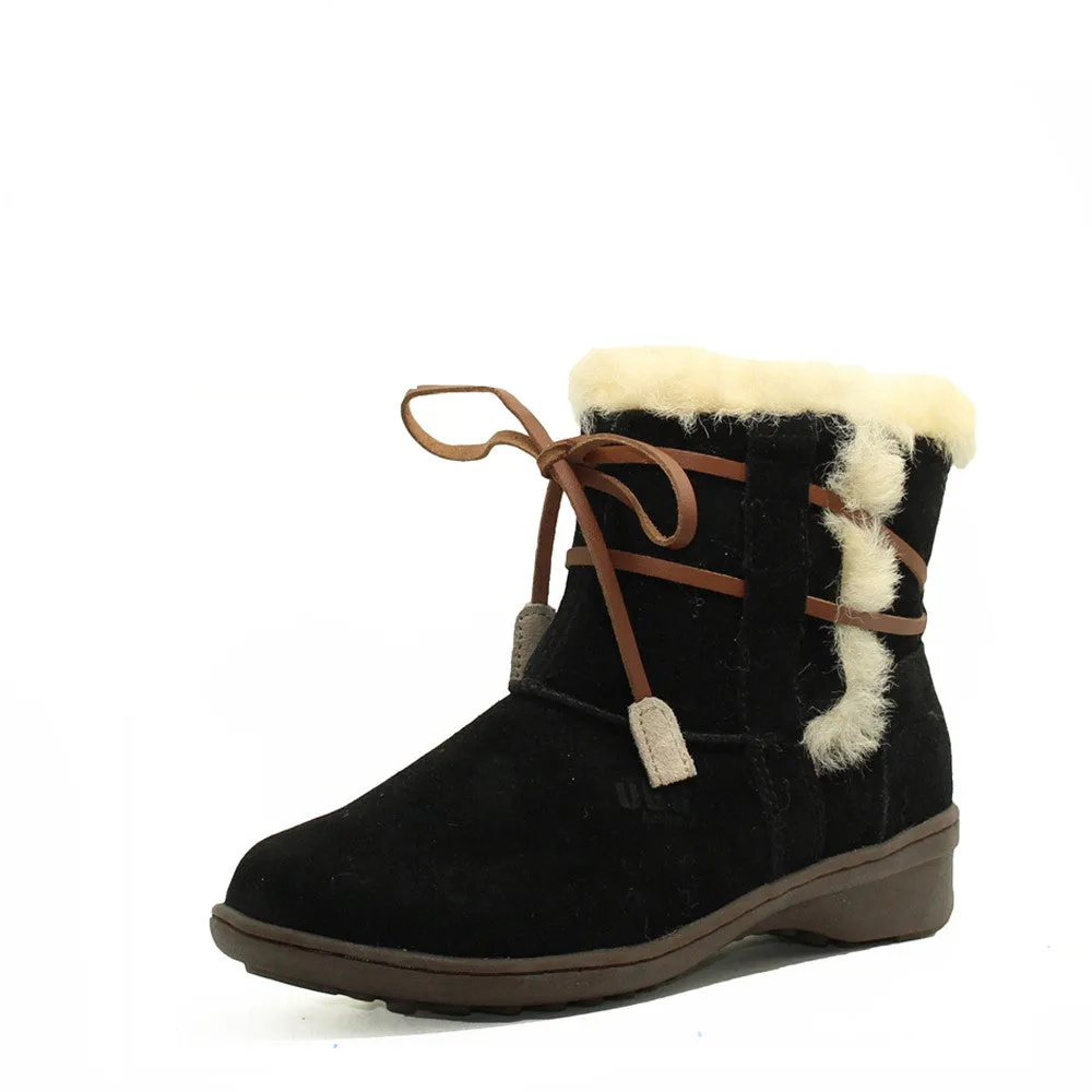 Lace Up Short Boots - Black
