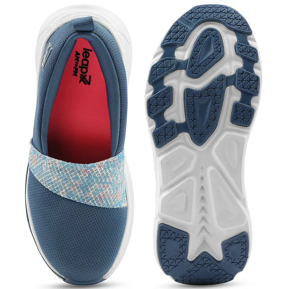 Leap7x Blue Sports Non Lacing Walking Shoes For Women CANBERRA1E By Liberty