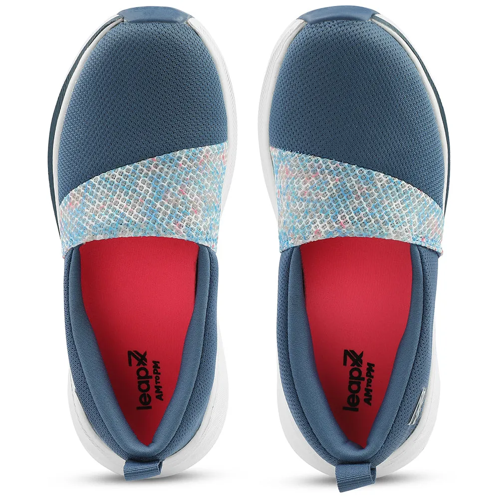 Leap7x Blue Sports Non Lacing Walking Shoes For Women CANBERRA1E By Liberty