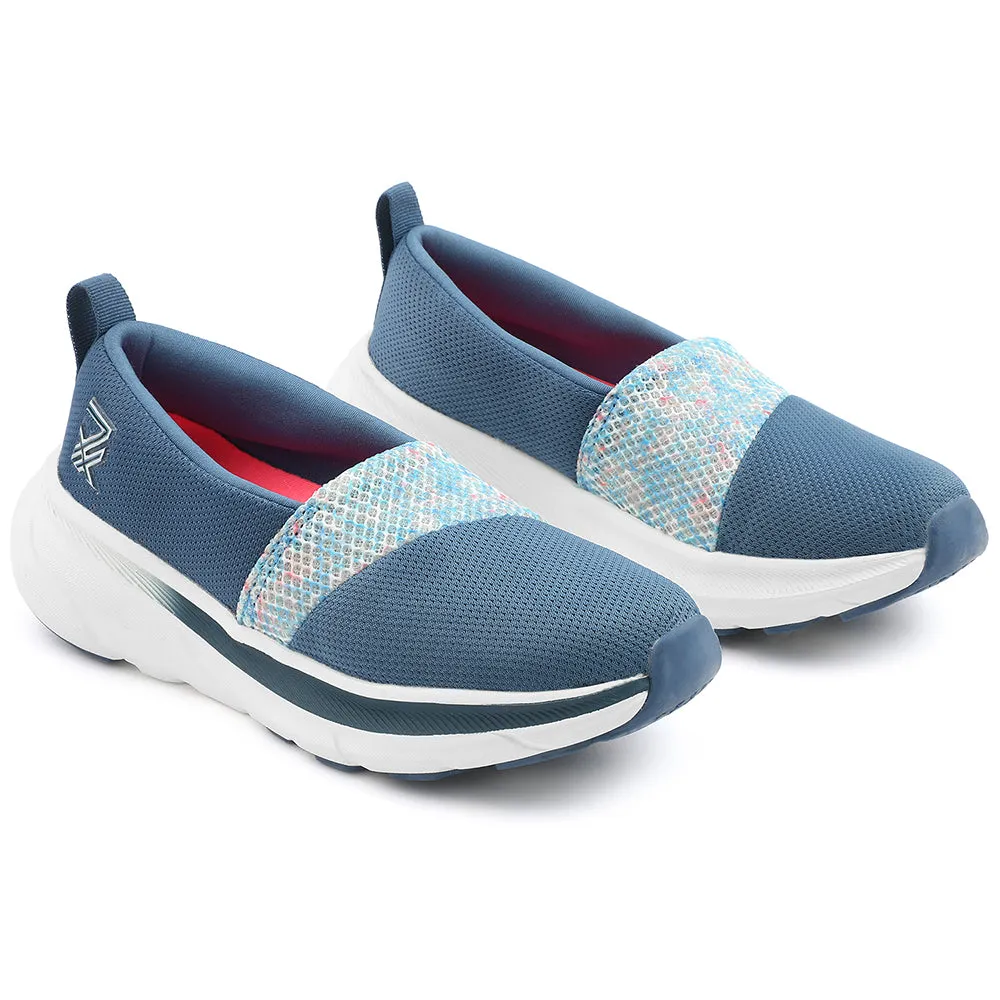 Leap7x Blue Sports Non Lacing Walking Shoes For Women CANBERRA1E By Liberty