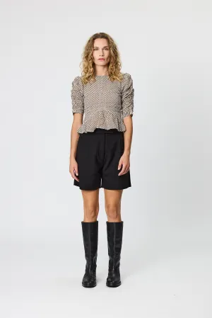 MARNI TOP - CHOCOLATE HERRINGBONE