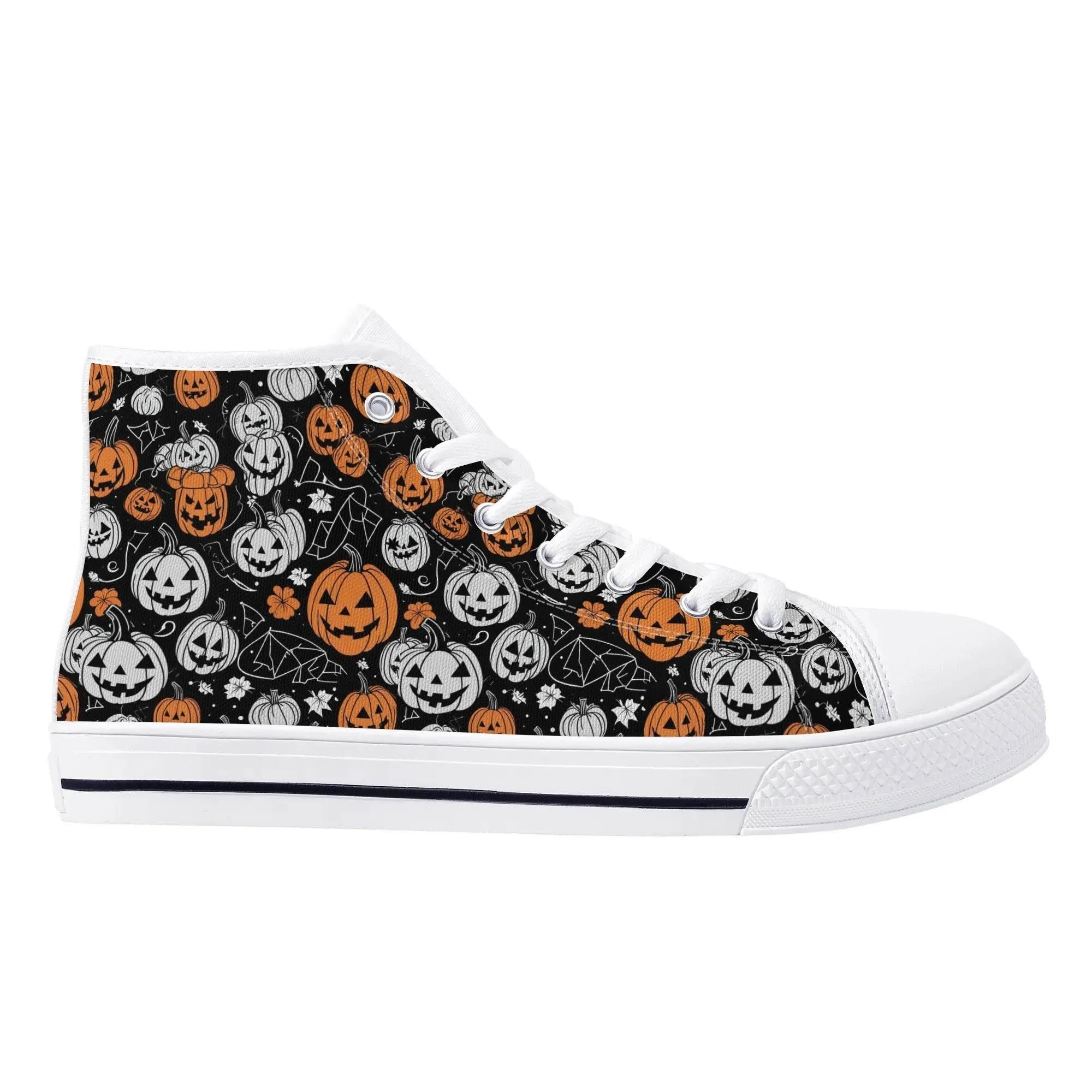Mens Rubber High Top jack-O-Lantern Canvas Shoes