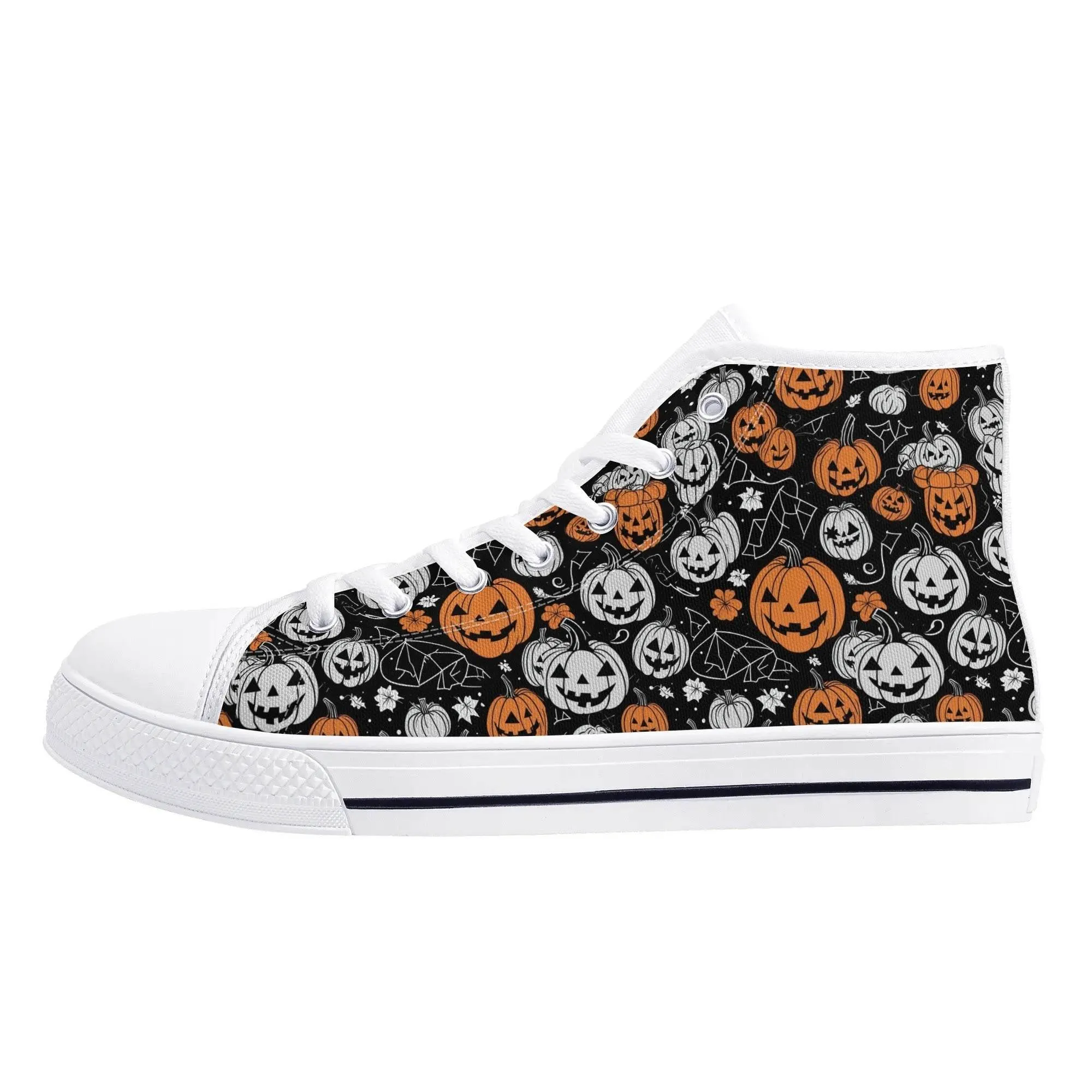 Mens Rubber High Top jack-O-Lantern Canvas Shoes