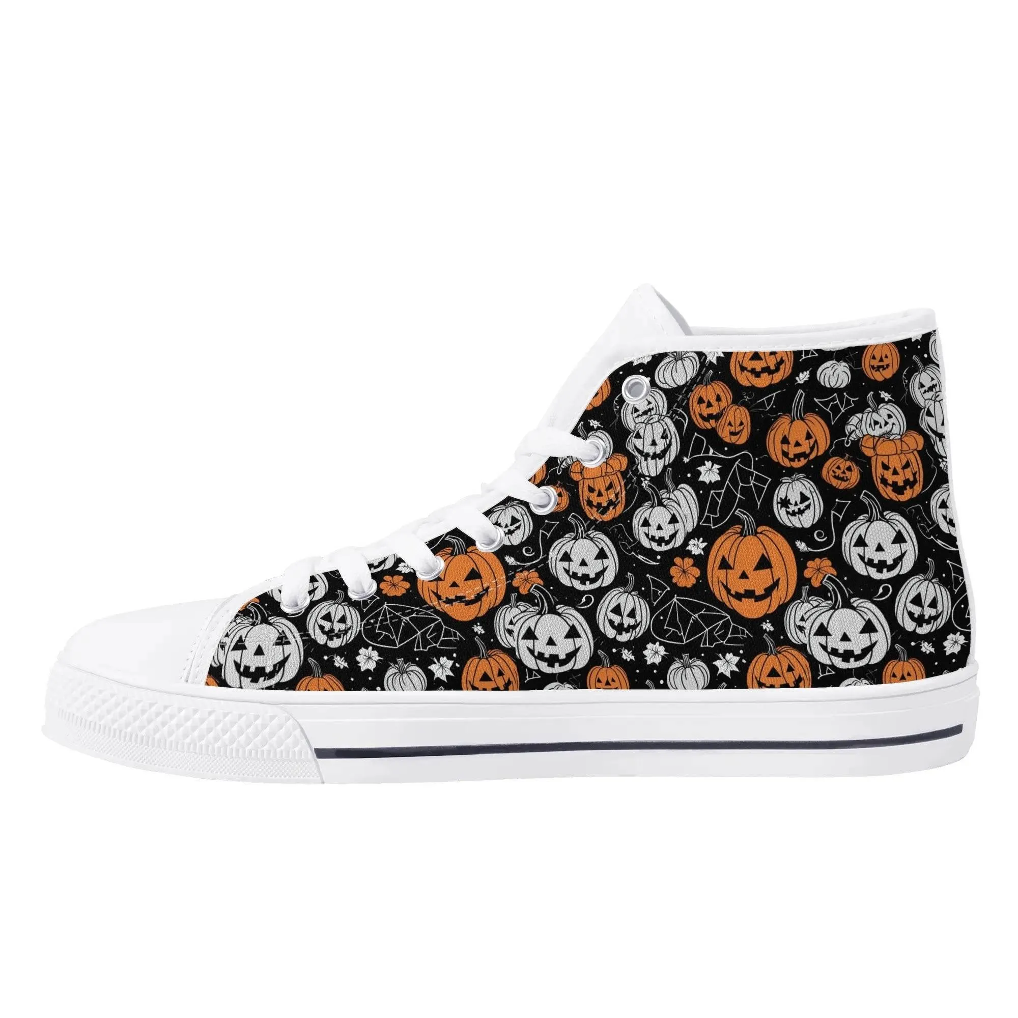 Mens Rubber High Top jack-O-Lantern Canvas Shoes