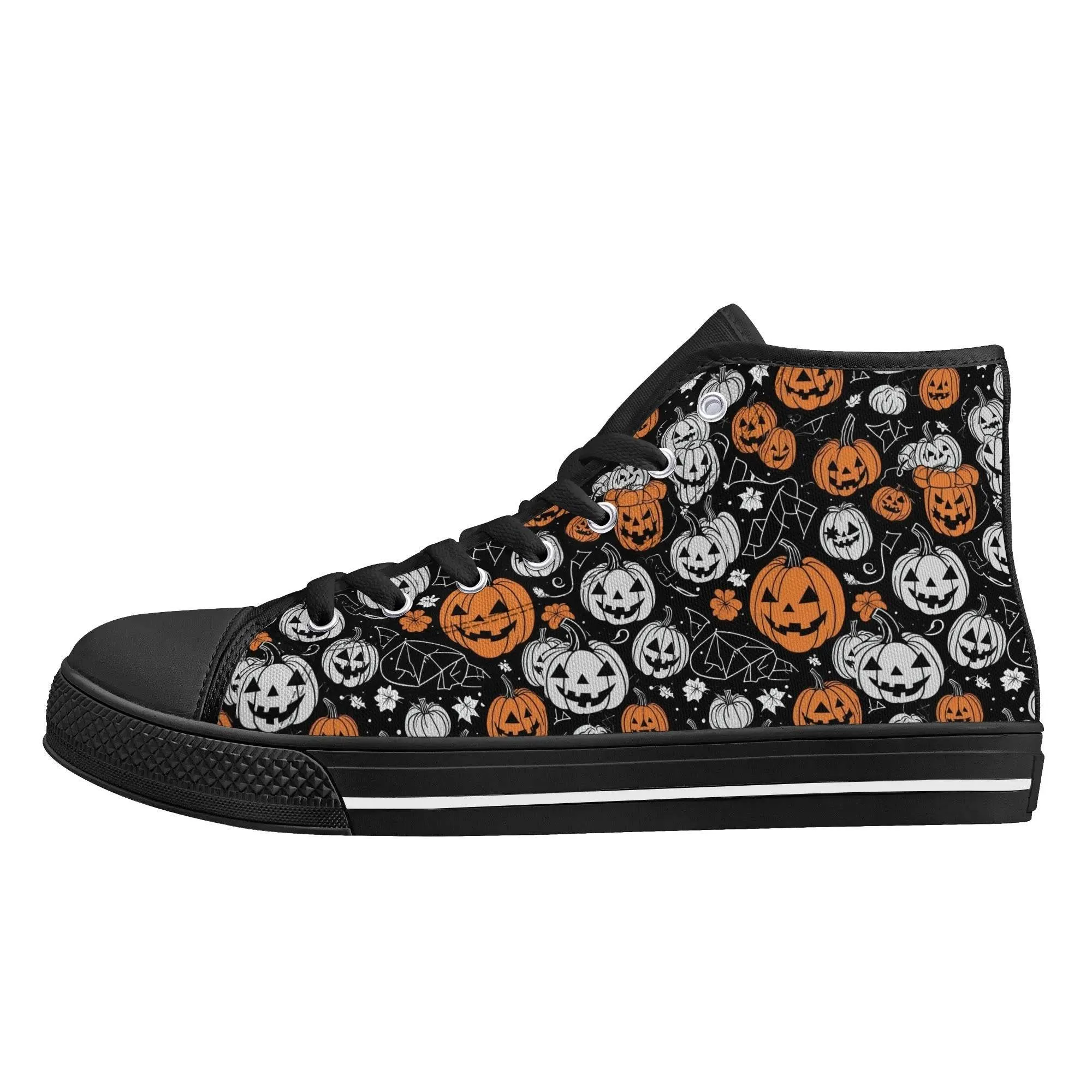 Mens Rubber High Top jack-O-Lantern Canvas Shoes