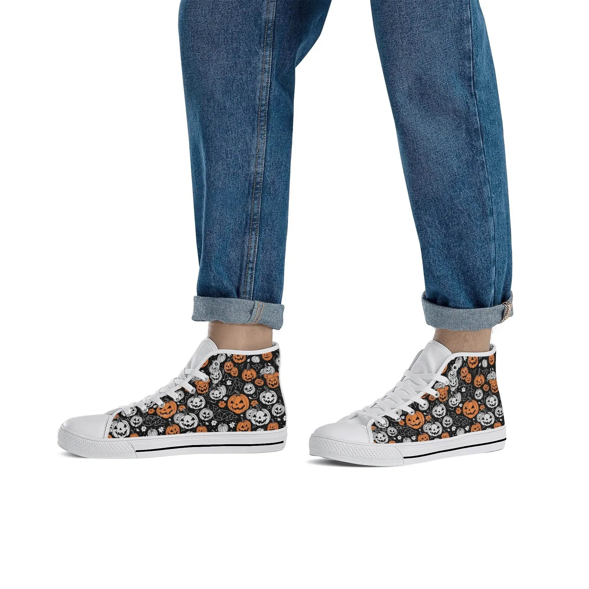 Mens Rubber High Top jack-O-Lantern Canvas Shoes