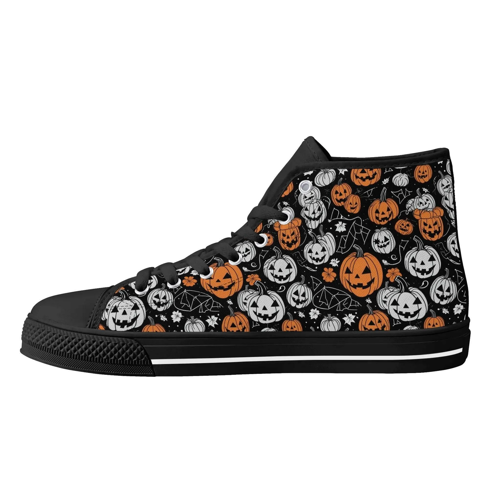 Mens Rubber High Top jack-O-Lantern Canvas Shoes