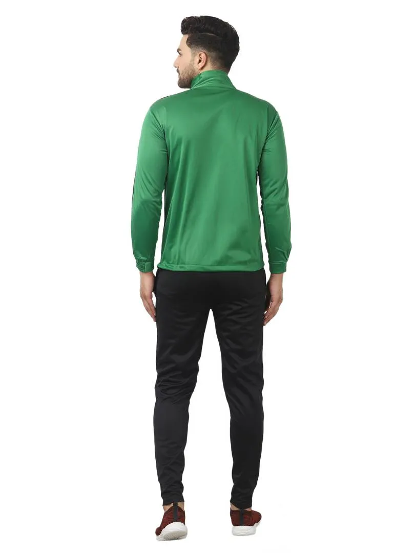 Men's Trendy Green Solid Polyester Regular Fit Tracksuit