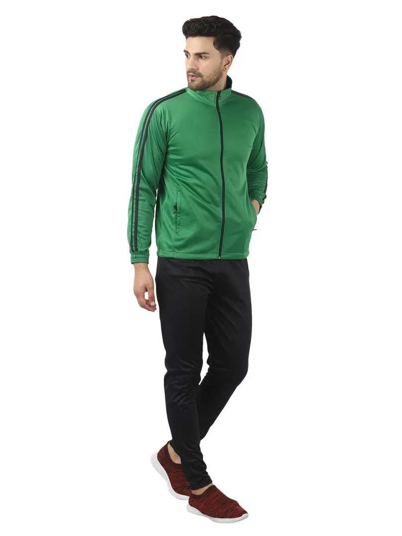 Men's Trendy Green Solid Polyester Regular Fit Tracksuit