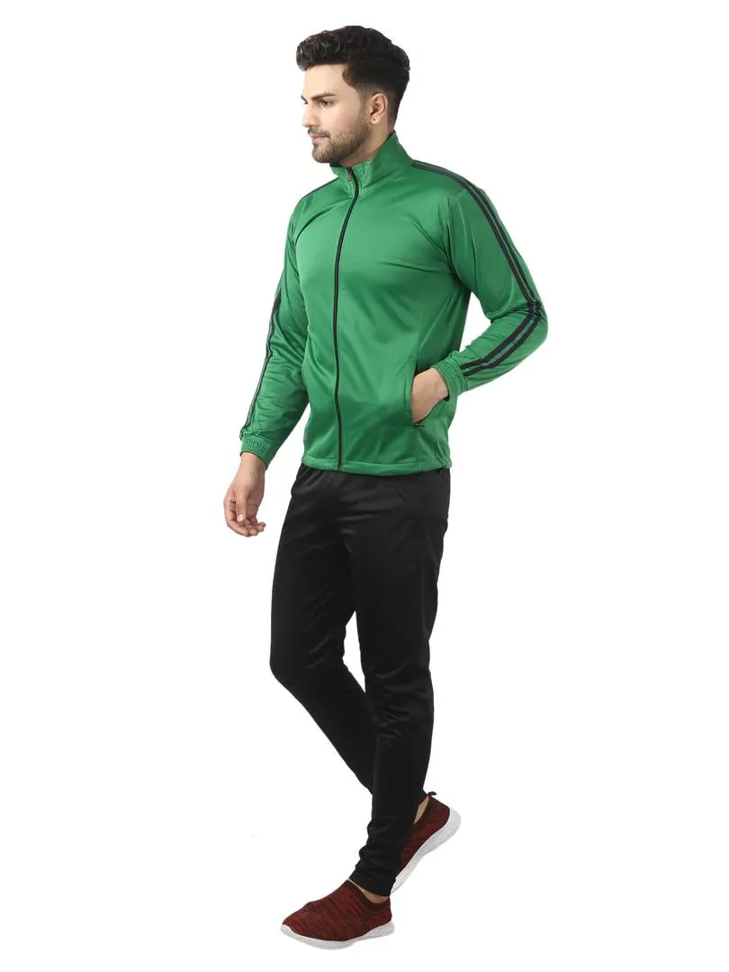 Men's Trendy Green Solid Polyester Regular Fit Tracksuit