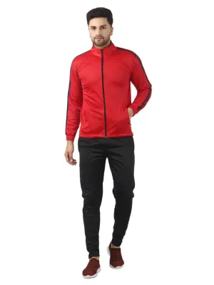 Men's Trendy Red Solid Polyester Regular Fit Tracksuit