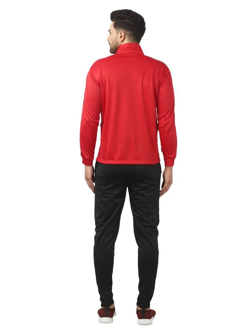 Men's Trendy Red Solid Polyester Regular Fit Tracksuit