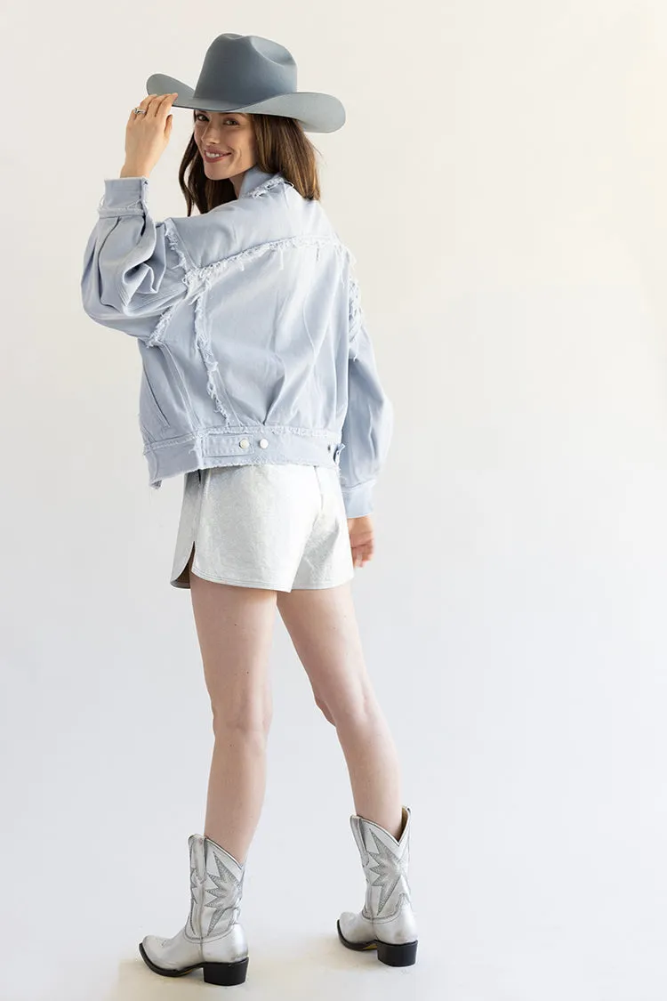 Metallic Silver Pleather Shorts