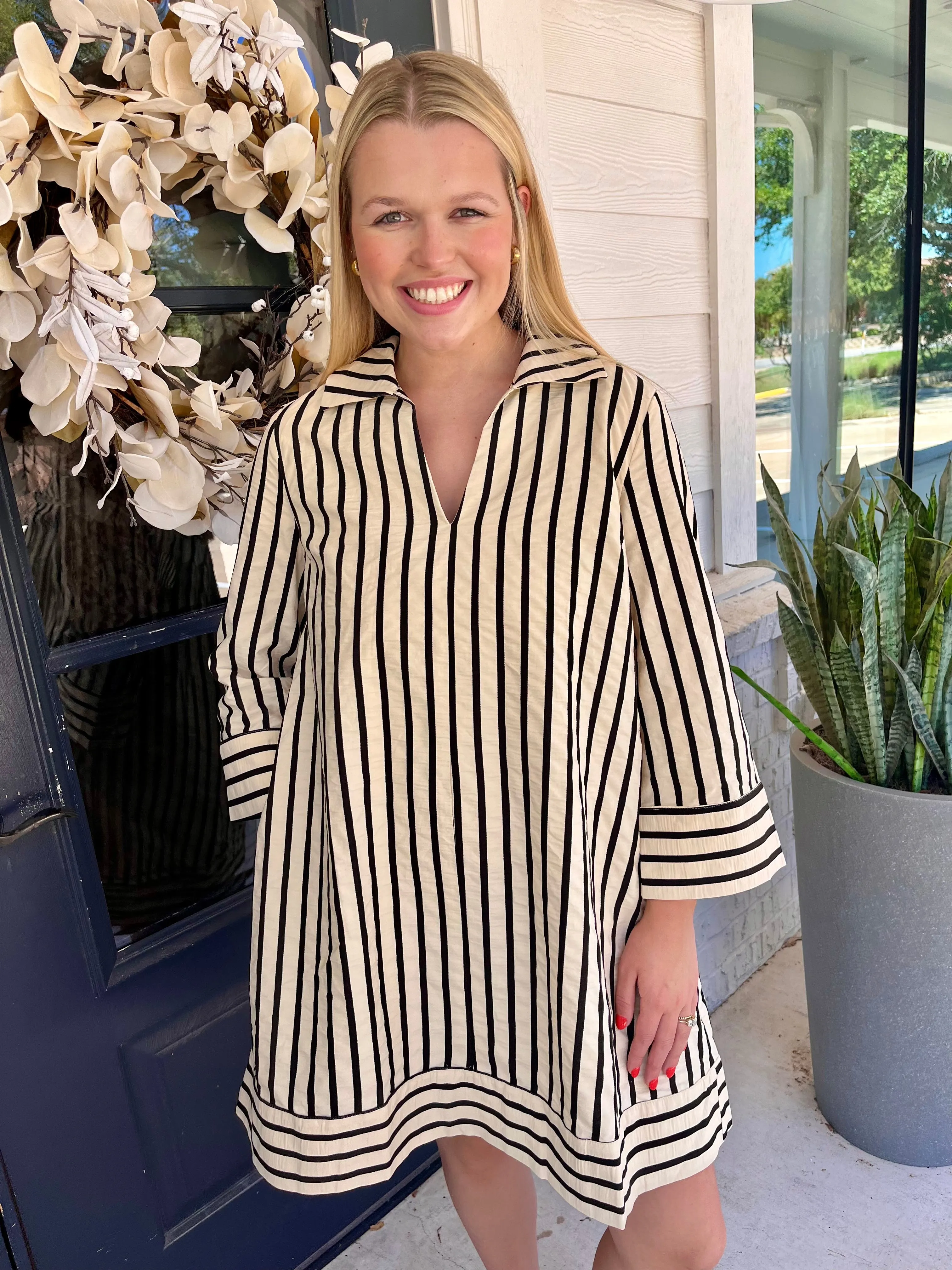 Midtown Meetup Striped Mini Dress