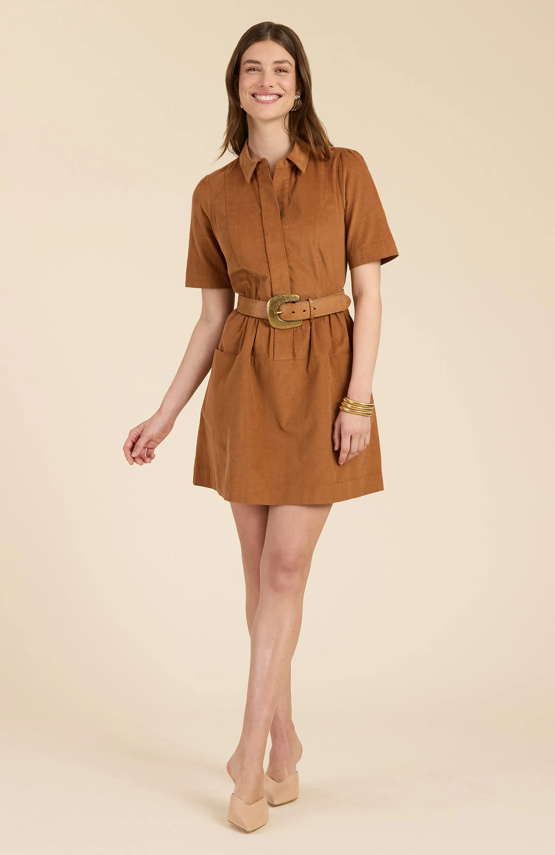 Mitzi Corduroy Dress - Chestnut