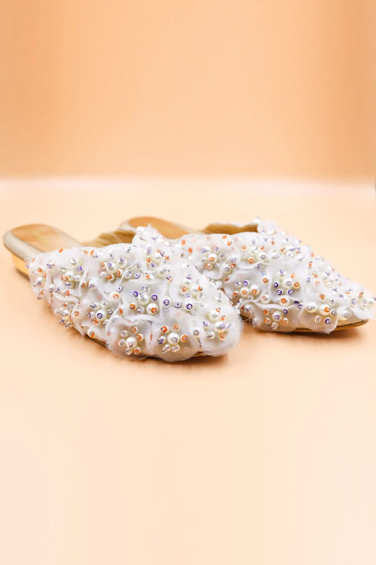 Pastel Zardosi Embellished Mules