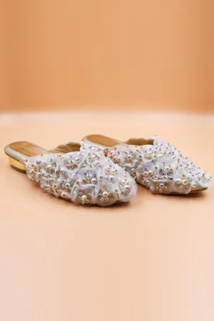 Pastel Zardosi Embellished Mules