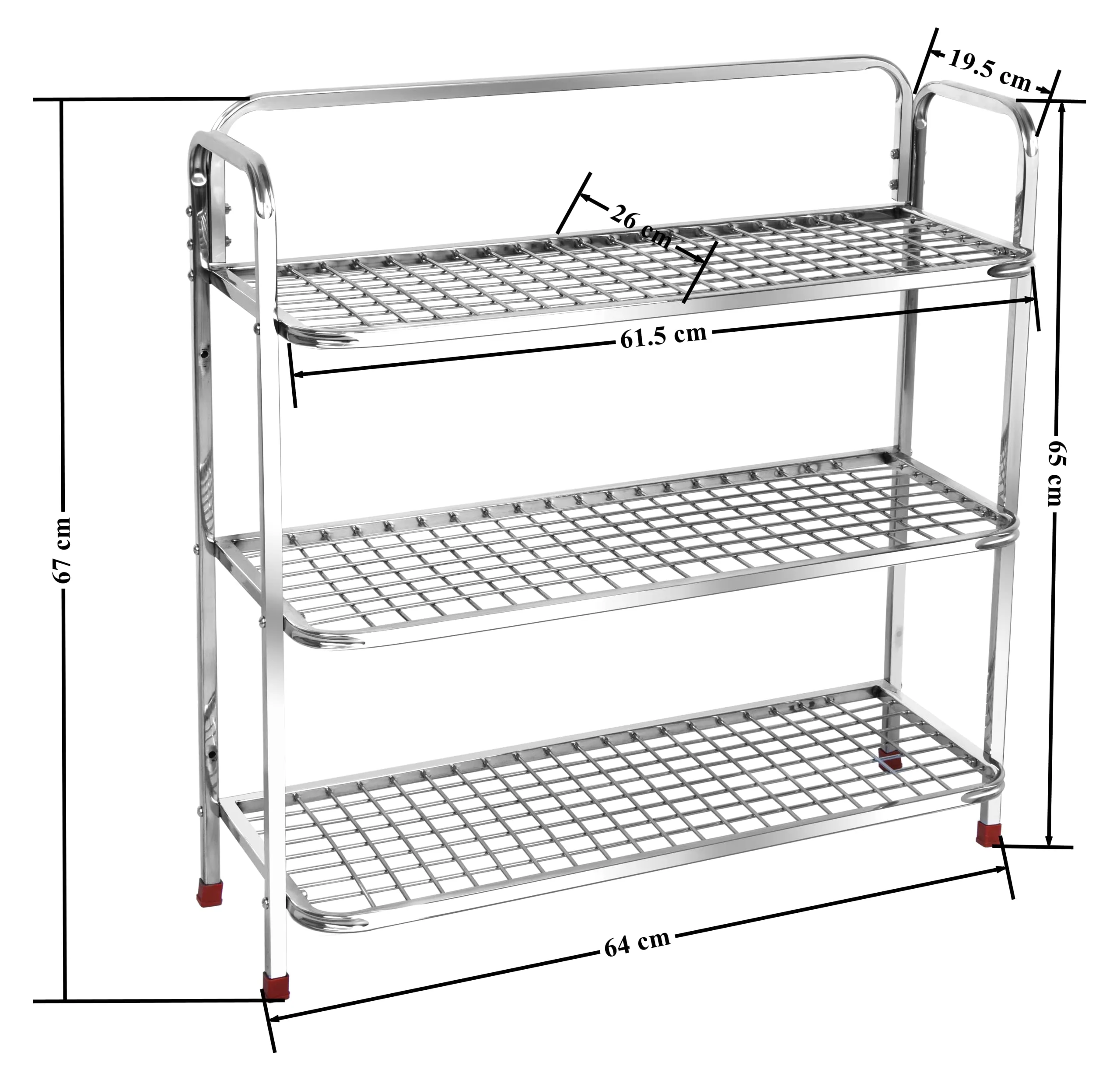 Plantex shoe stand for home|steel shoe rack for home|shoe organiser|rack for shoes|mini shoe rack cover 3 layer (Silver)