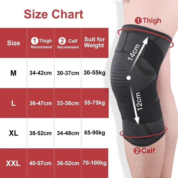 Pressurized Tape Knit Sports Knee Pad, Specification: XL (Black)