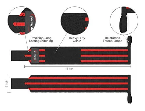 Rip Toned Wrist Wraps 18" Professional Grade with Thumb Loops - Wrist Support for Men & Women - Weight Lifting, Crossfit, Powerlifting, Strength Training - Bonus Ebook - (Gray Camo Stiff)