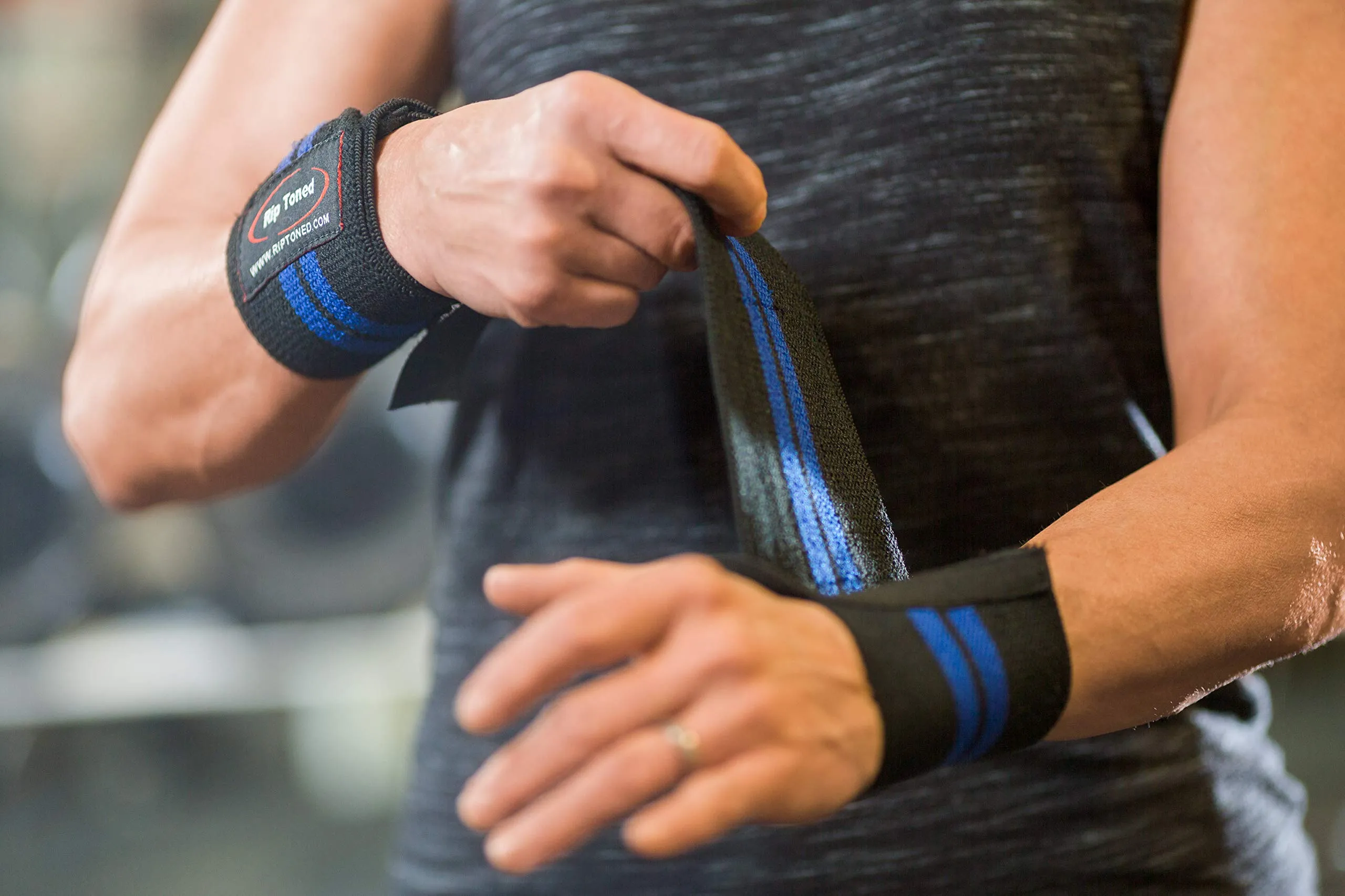 Rip Toned Wrist Wraps 18" Professional Grade with Thumb Loops - Wrist Support for Men & Women - Weight Lifting, Crossfit, Powerlifting, Strength Training - Bonus Ebook - (Gray Camo Stiff)