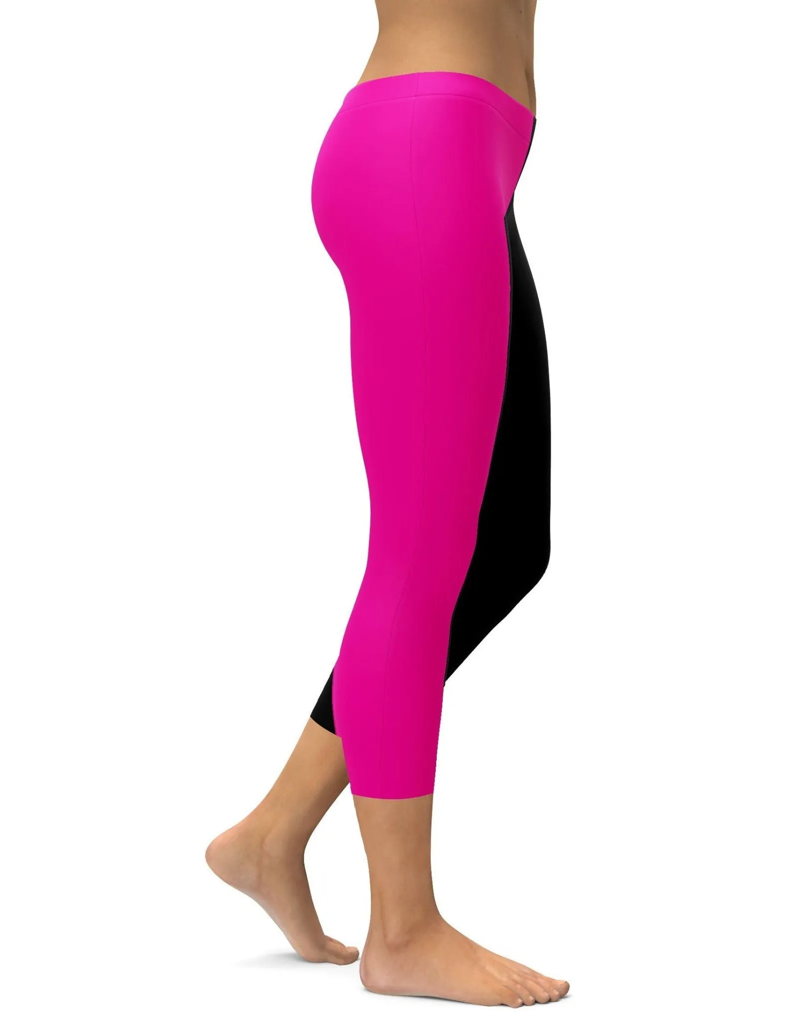 Two Tone Pink & Black Capris