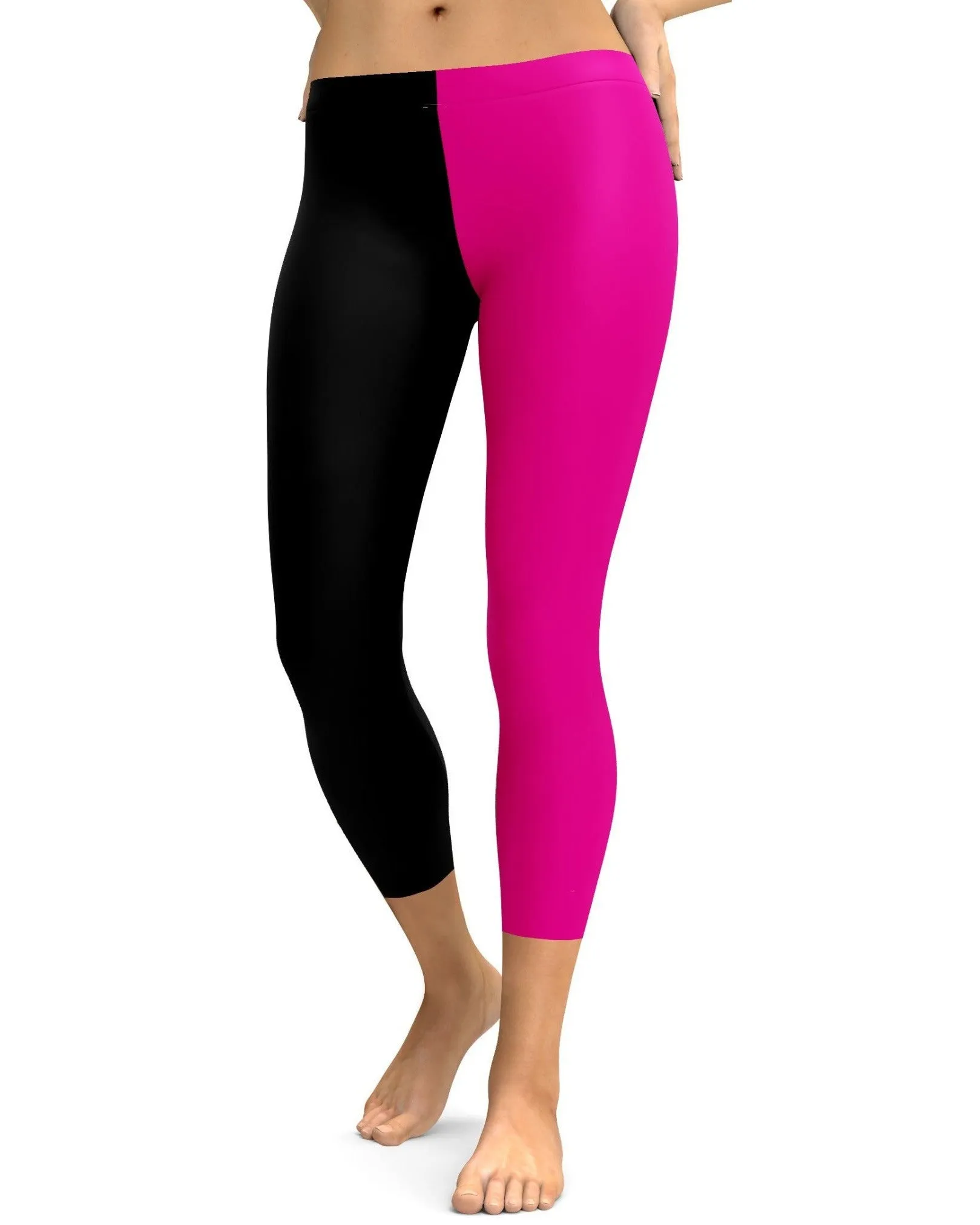 Two Tone Pink & Black Capris