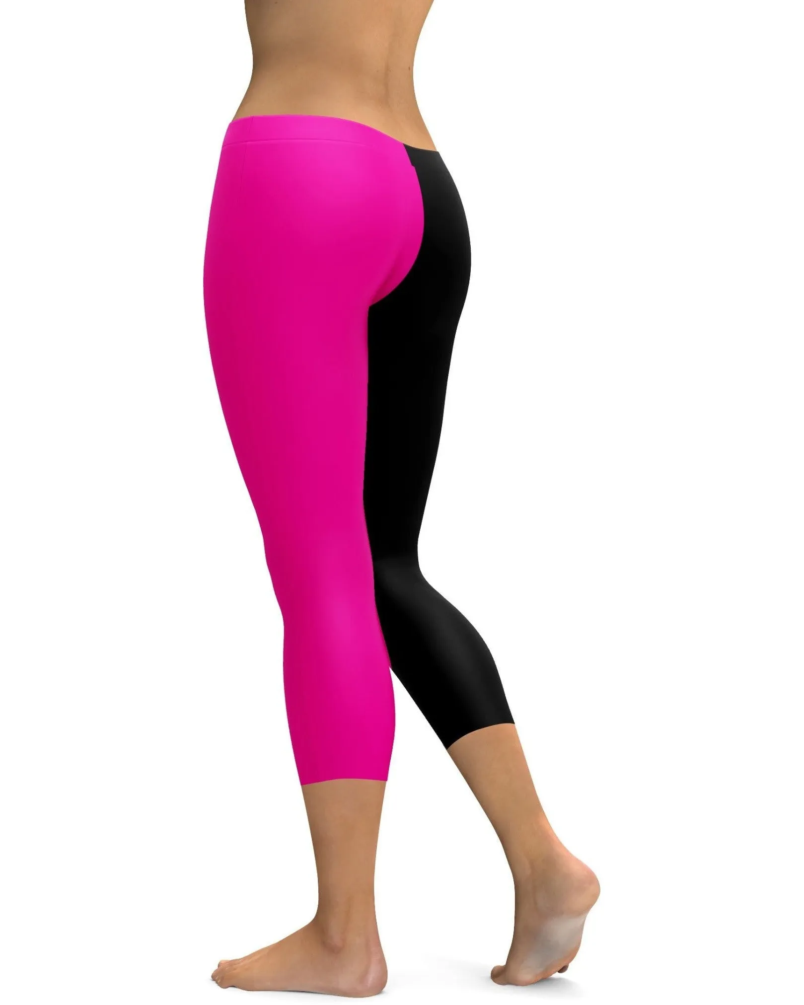 Two Tone Pink & Black Capris