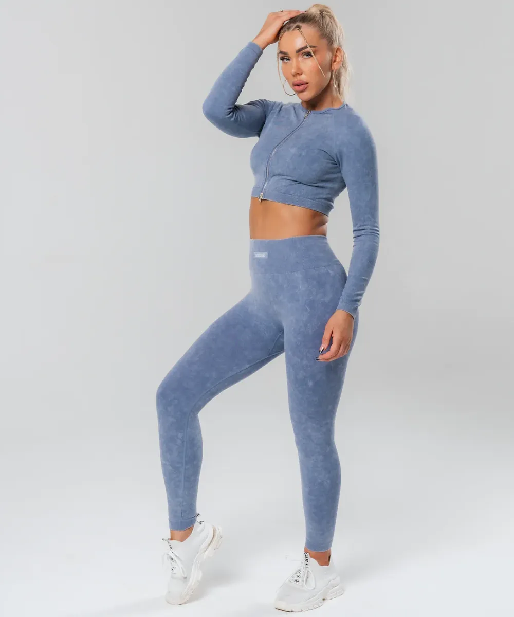 UNDRGROUND Long Sleeve Zip Crop (Marble Grey)