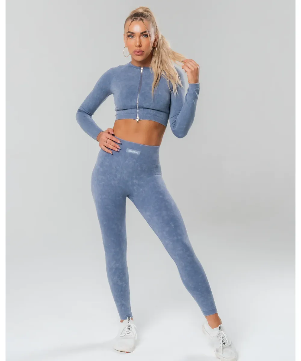 UNDRGROUND Long Sleeve Zip Crop (Marble Grey)