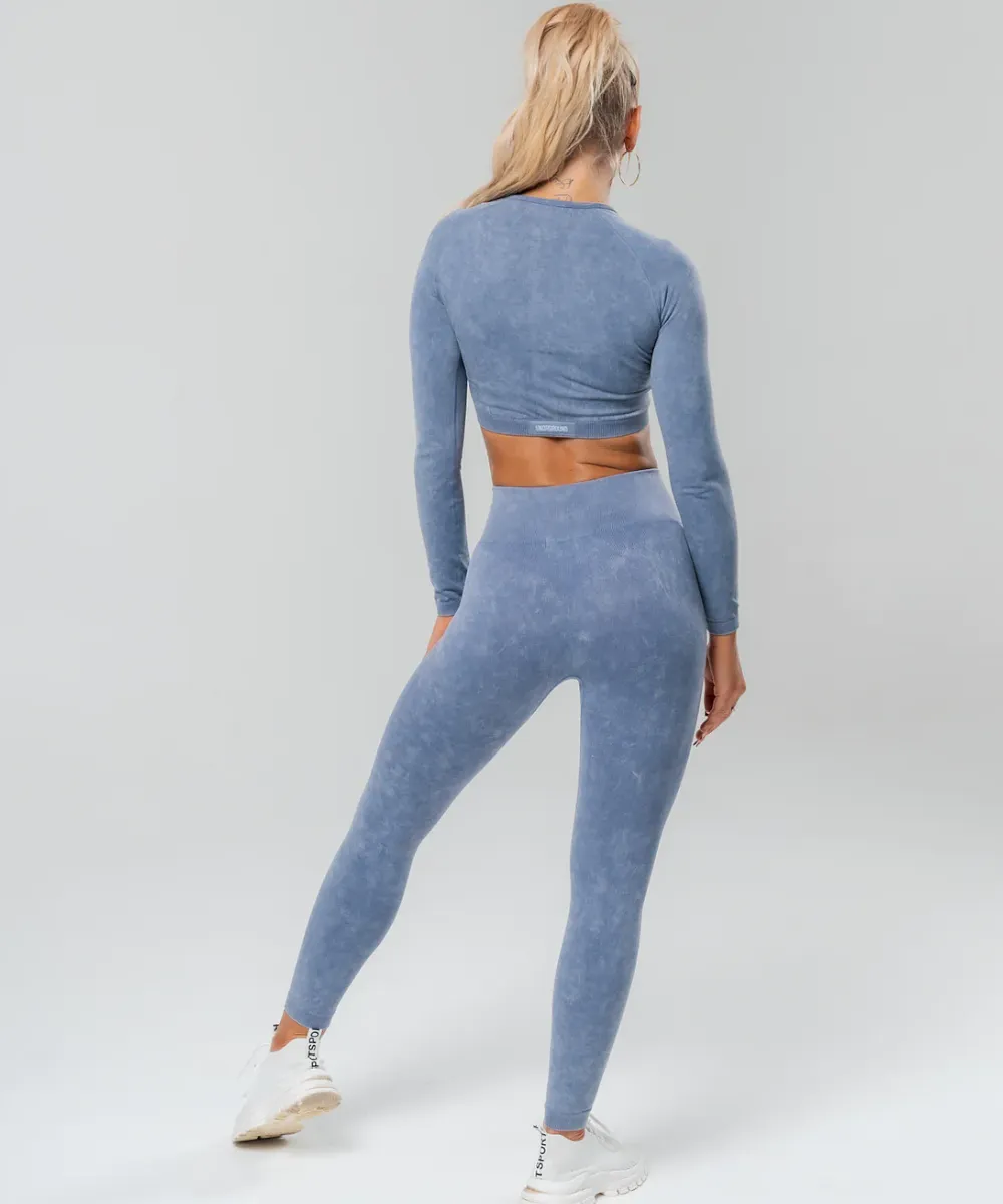 UNDRGROUND Long Sleeve Zip Crop (Marble Grey)