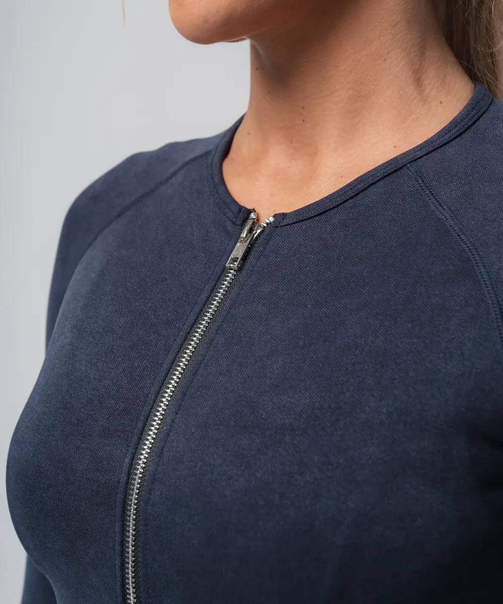 UNDRGROUND Long Sleeve Zip Crop (Washed Out Black)