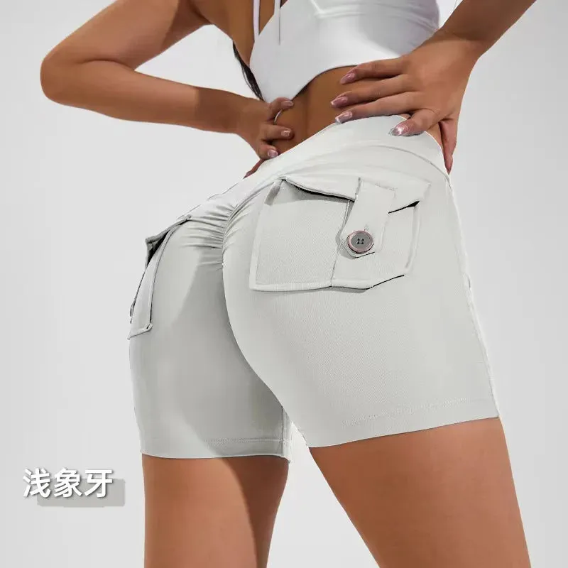 Uniwim 2024 New Women's Workwear Sports Fitness Shorts Comfortable High Waist Stretch Sports Leggings