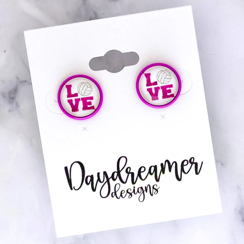 Volleyball Love Photo Stud Earrings