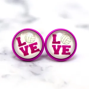 Volleyball Love Photo Stud Earrings