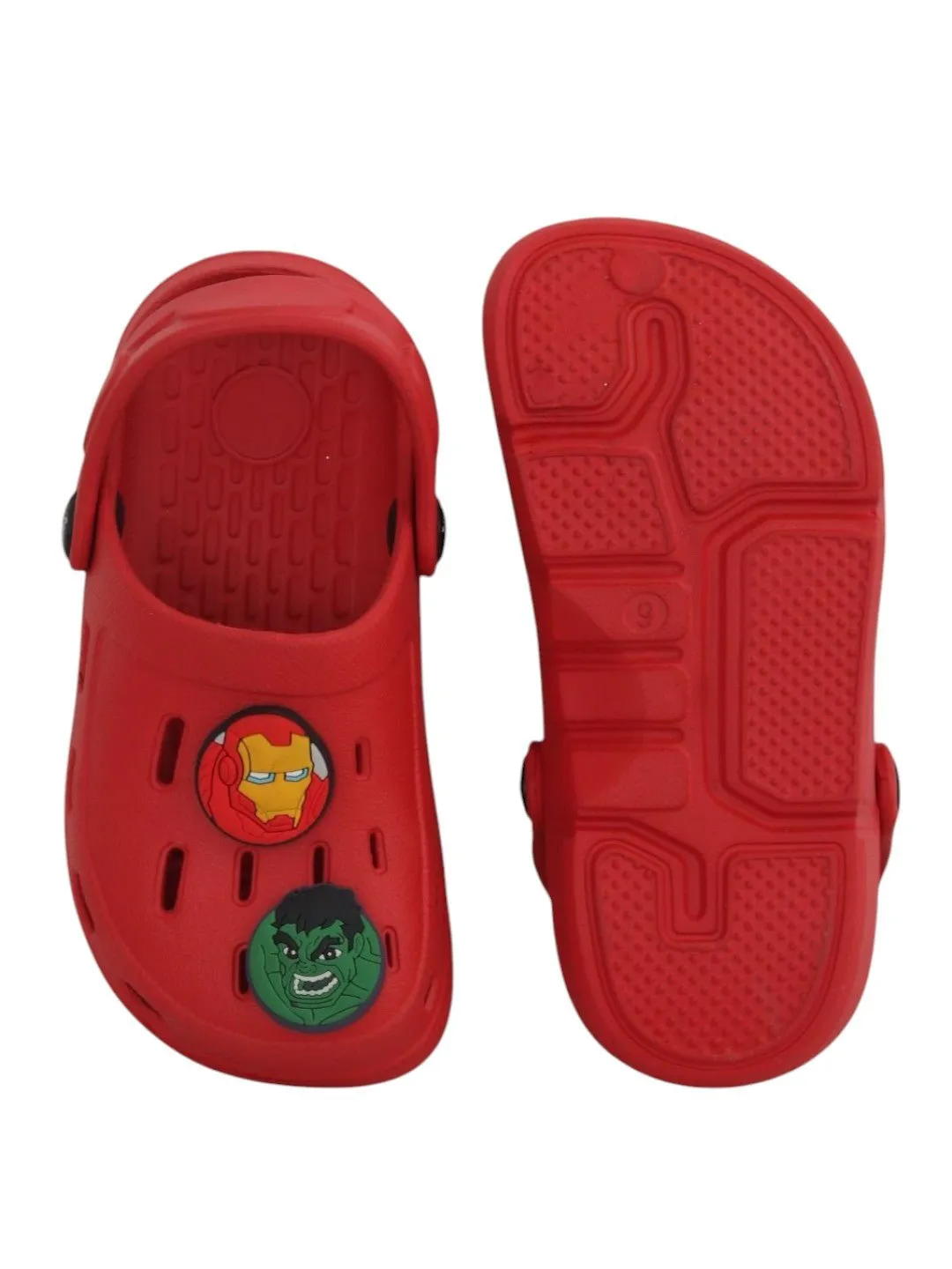 Yellow Bee Boys’ Marvel Avengers Clogs with Iron Man, Hulk & Captain America Charms – Red