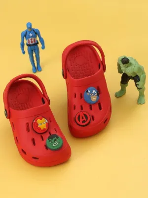 Yellow Bee Boys’ Marvel Avengers Clogs with Iron Man, Hulk & Captain America Charms – Red