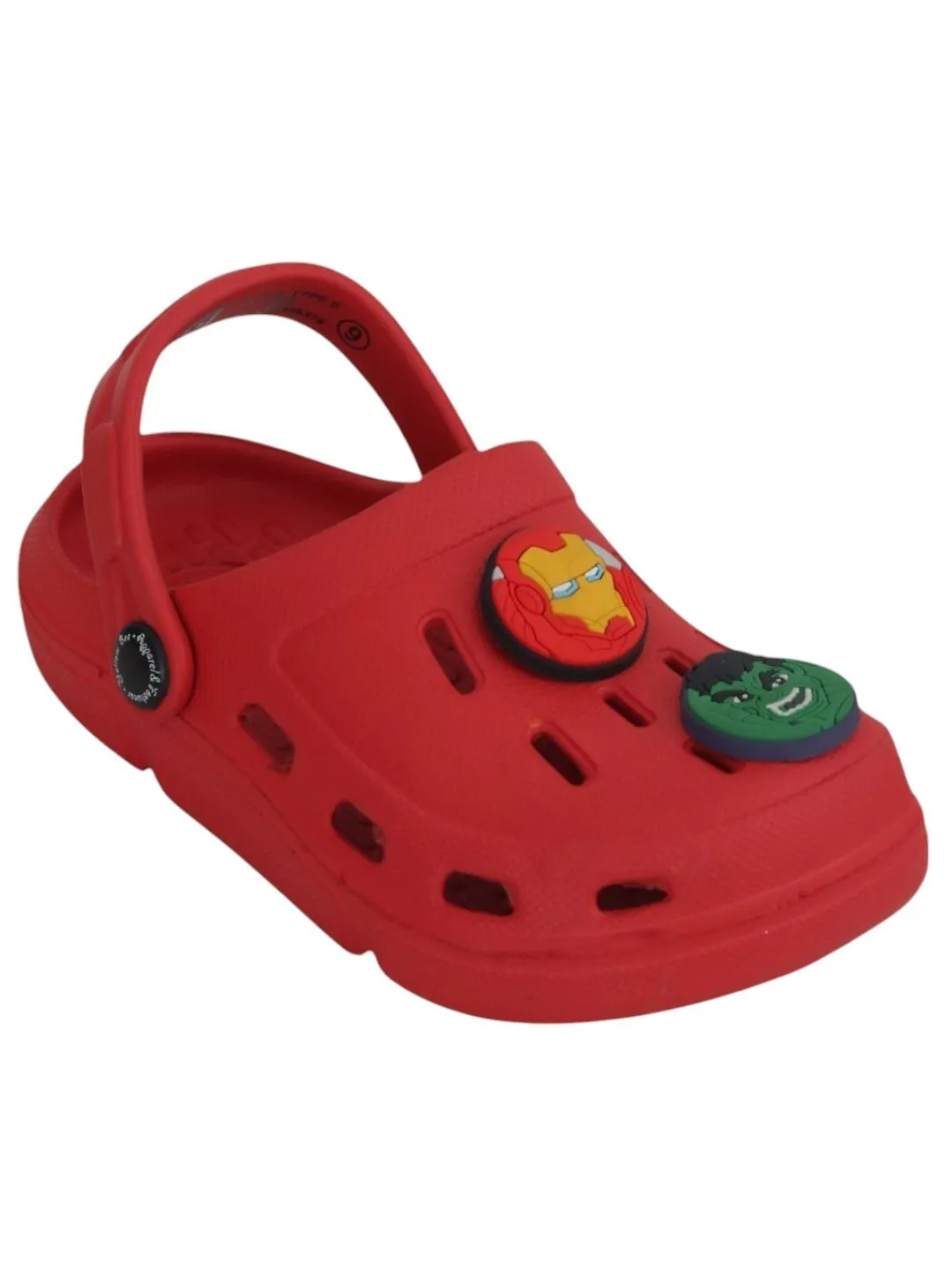 Yellow Bee Boys’ Marvel Avengers Clogs with Iron Man, Hulk & Captain America Charms – Red