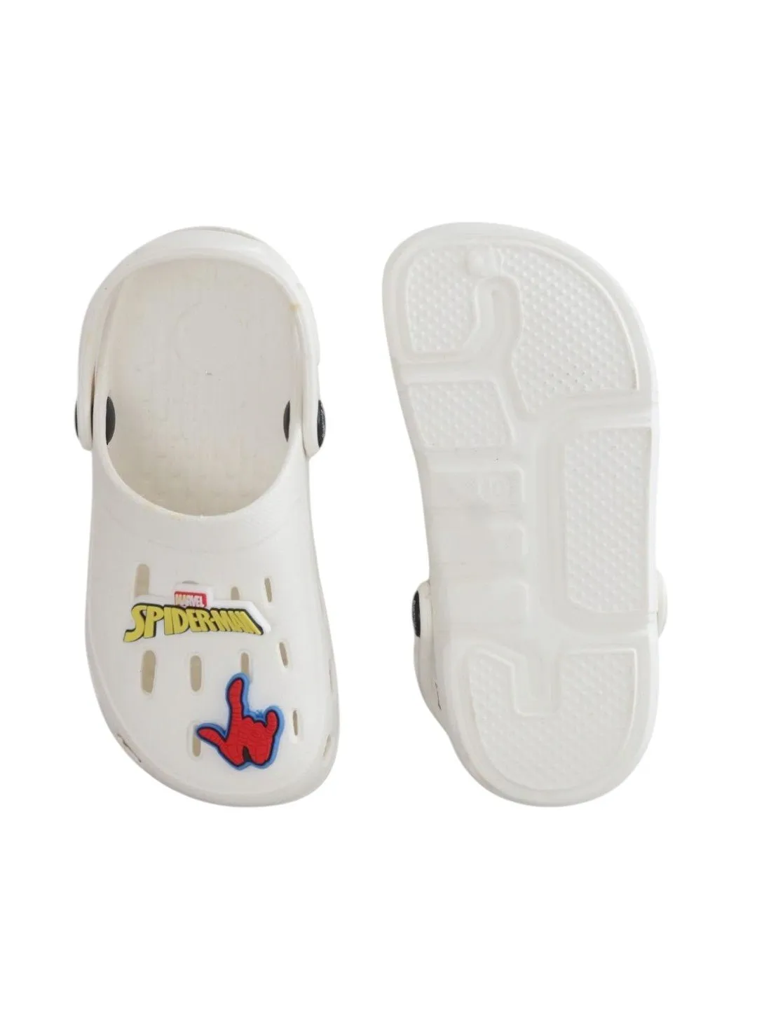 Yellow Bee Boys’ Marvel Spider-Man Clogs with Web & Hero Charms – White
