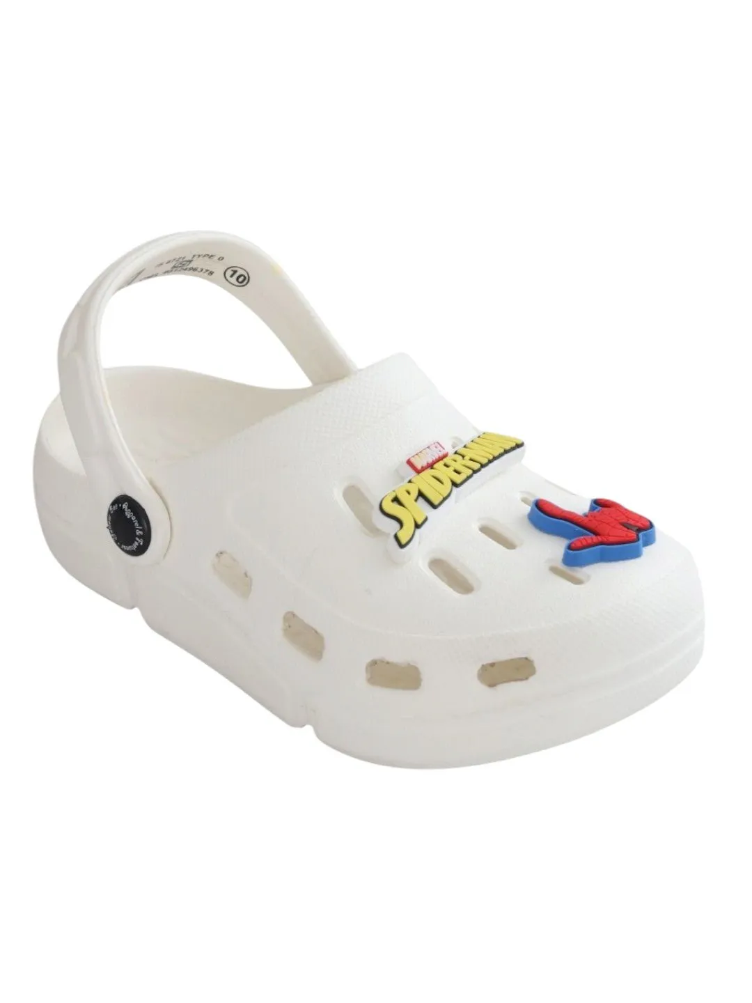 Yellow Bee Boys’ Marvel Spider-Man Clogs with Web & Hero Charms – White