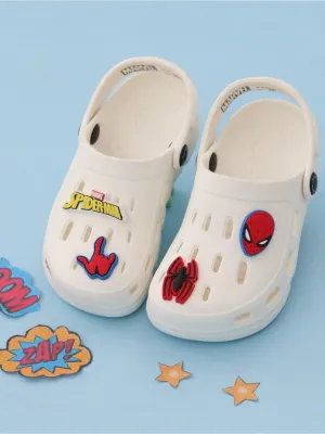 Yellow Bee Boys’ Marvel Spider-Man Clogs with Web & Hero Charms – White